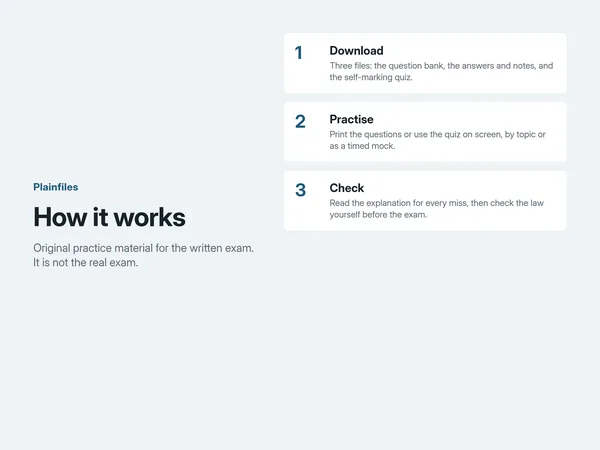 How it works: download, practise, then check the explanation for every miss